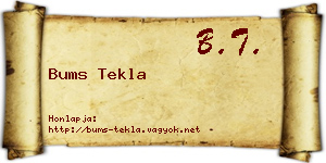 Bums Tekla névjegykártya